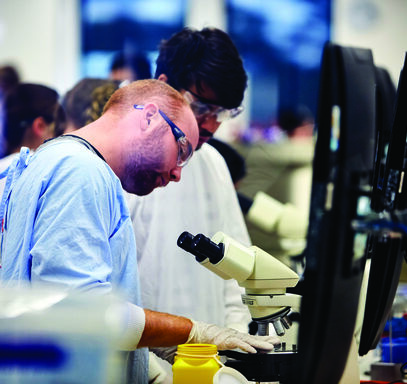 Scientist-at-microscope